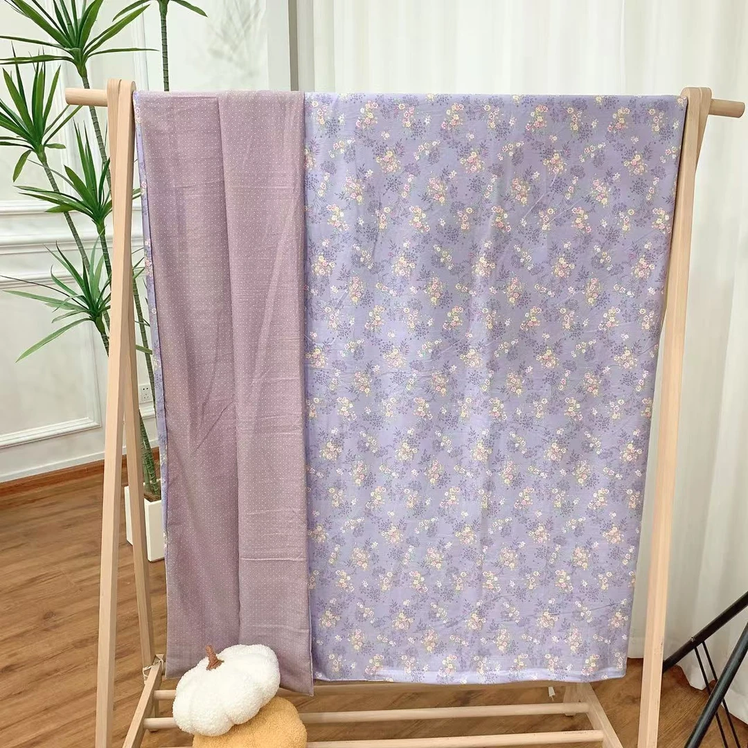 【苍兰紫】精梳斜纹木棉磨绒磨毛双人被套被罩加厚学生家用四季床品