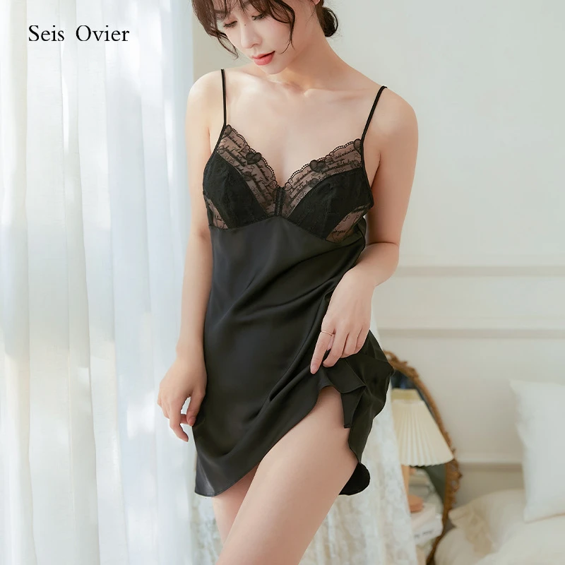 无袖薄款法式蕾丝吊带短裙女士奢华睡裙性感网红女