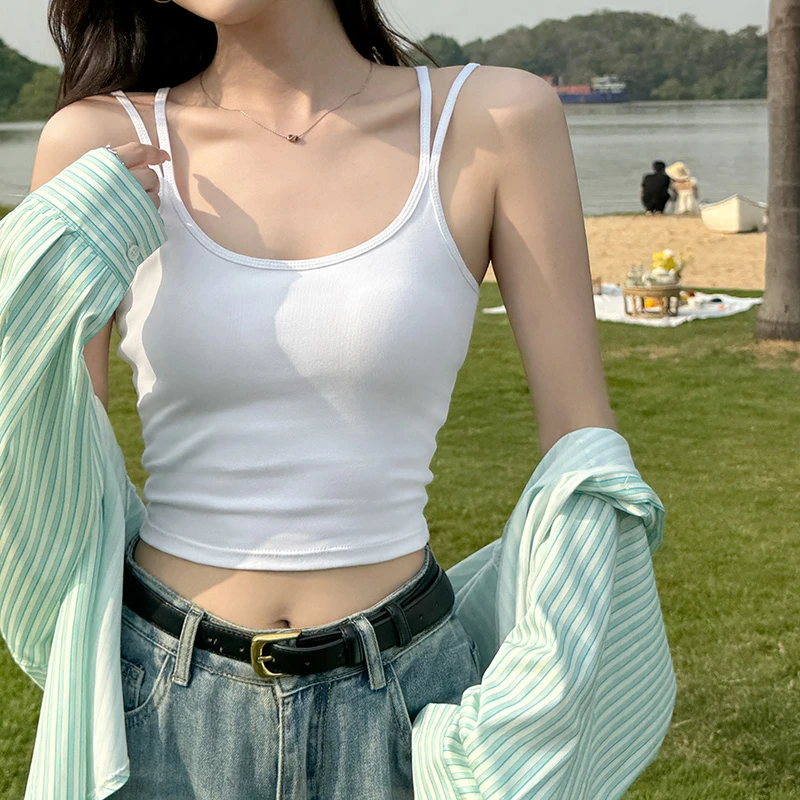 小吊带背心女白色西装内搭2025新款夏季百搭打底夏天爆款美背上衣