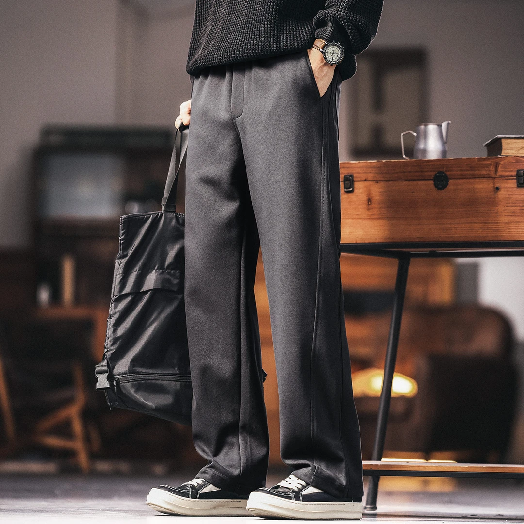 格蓝鹿高级感重磅亲肤柔软垂感休闲裤男士秋冬款宽松直筒运动卫裤