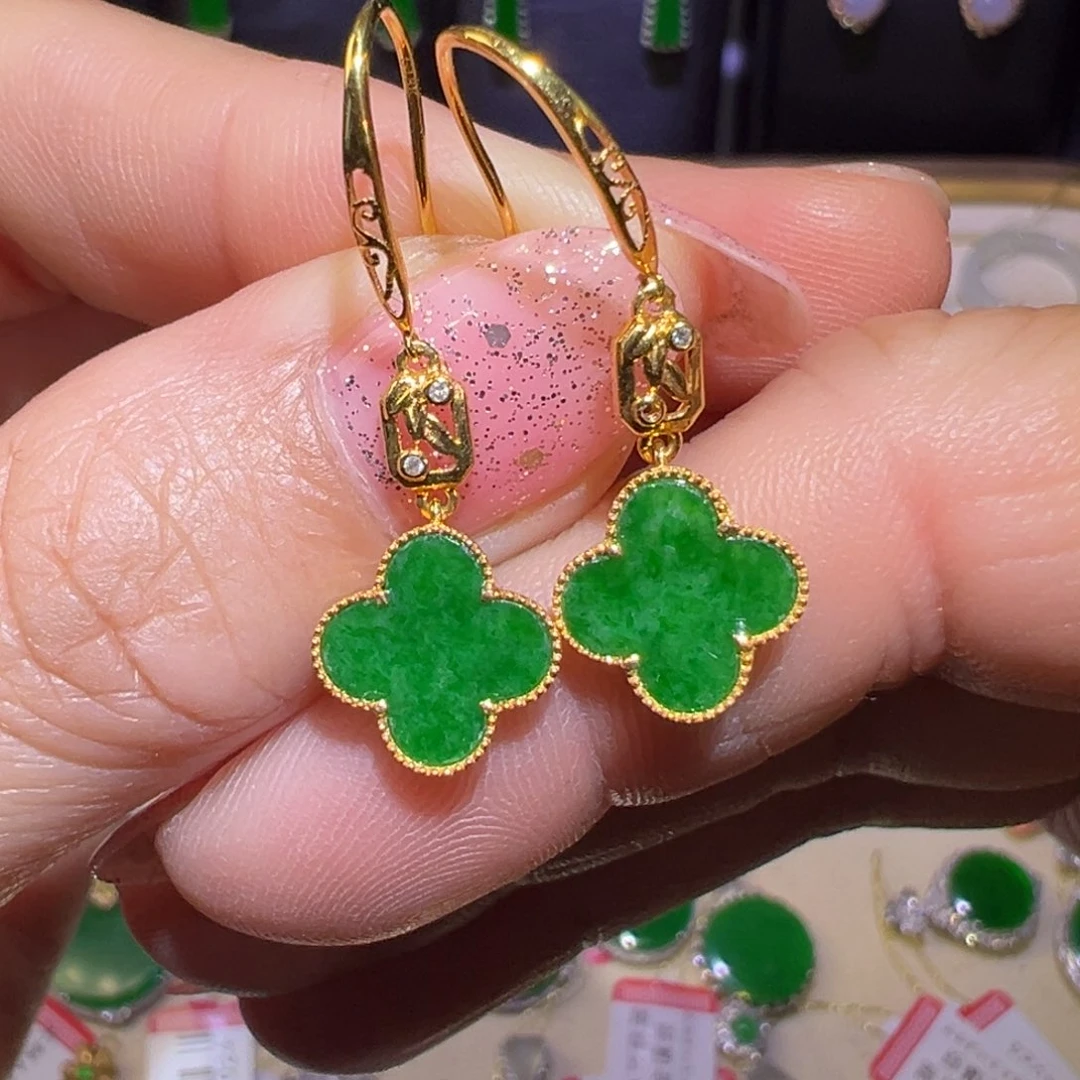 翡翠颈饰18K金镶嵌耳环