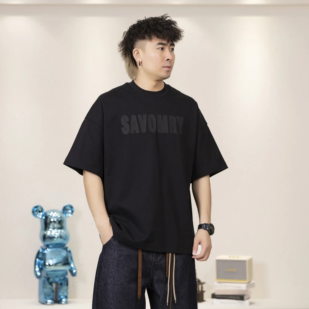 2025夏季新款时尚美式青年字母印花简约潮流帅气男士休闲短袖T桖