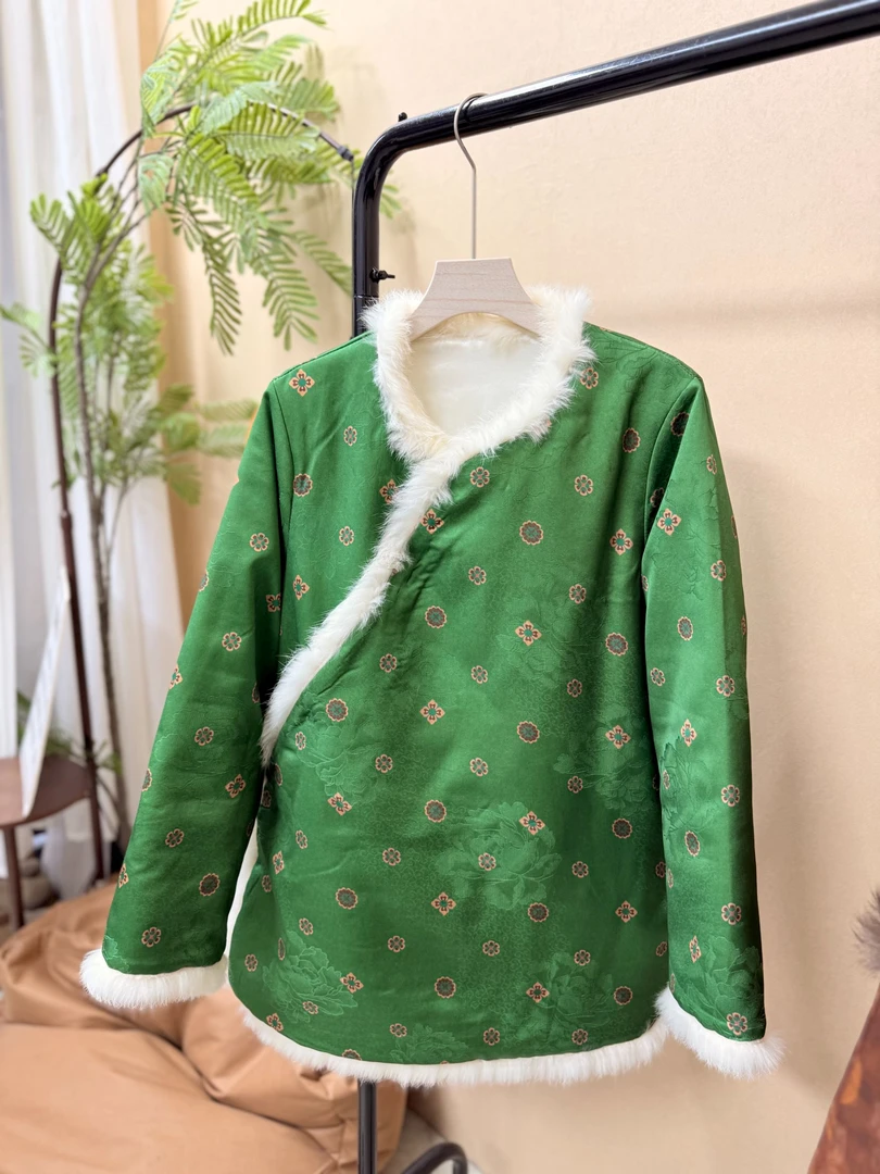 【绿研】新款夹棉夹厚百搭新中式国风宽松棉服