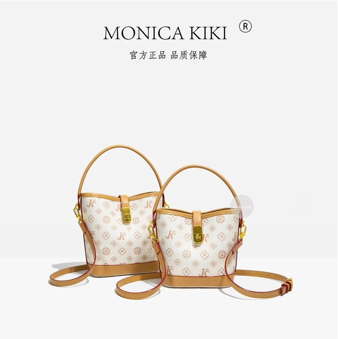 2025春夏上新米白拼色水桶包时尚轻奢经典休闲单肩斜挎气质109-1