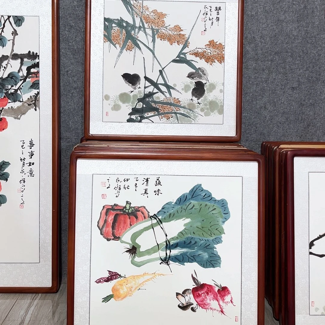 国画书画作品带框63×63