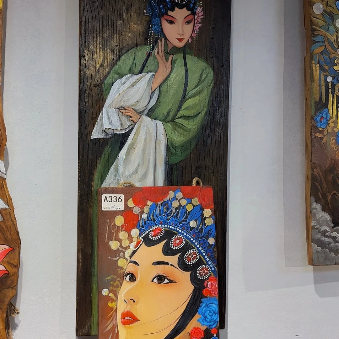 小***蚁侘寂风老门板丙烯画