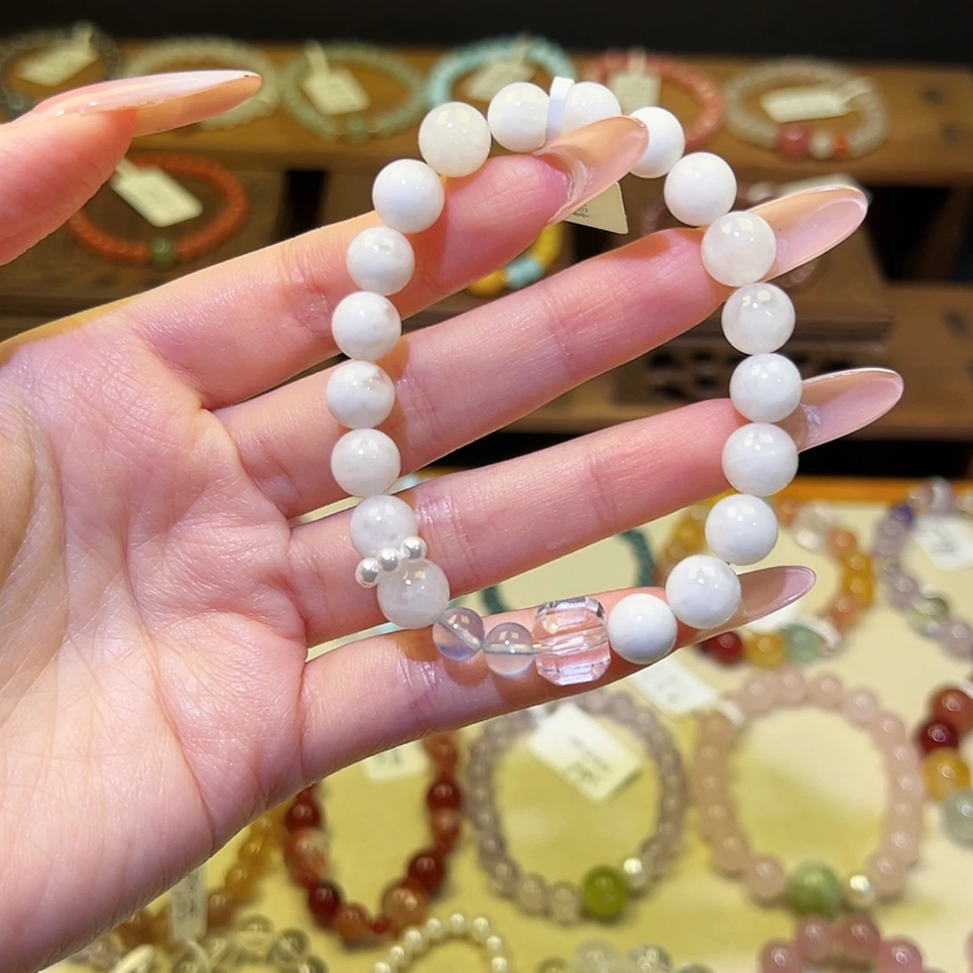 水晶手串银S925镀金镶嵌雪花1703