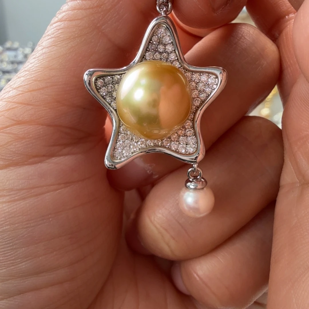 银S925镶嵌海水珍珠颈饰