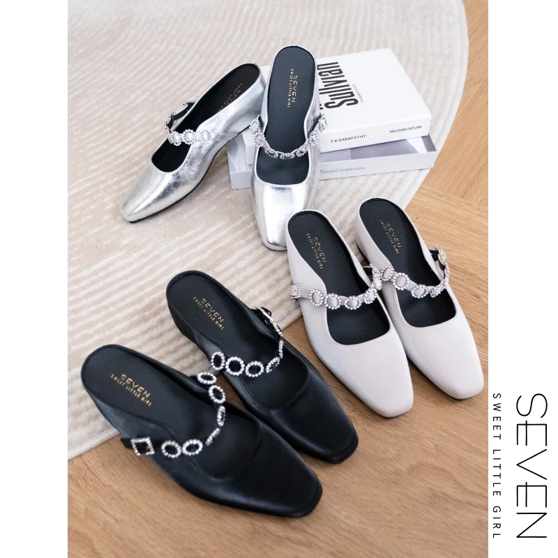 ③七七146小个子法式半包穆勒鞋女夏季一字带外穿法式玛丽珍小美说