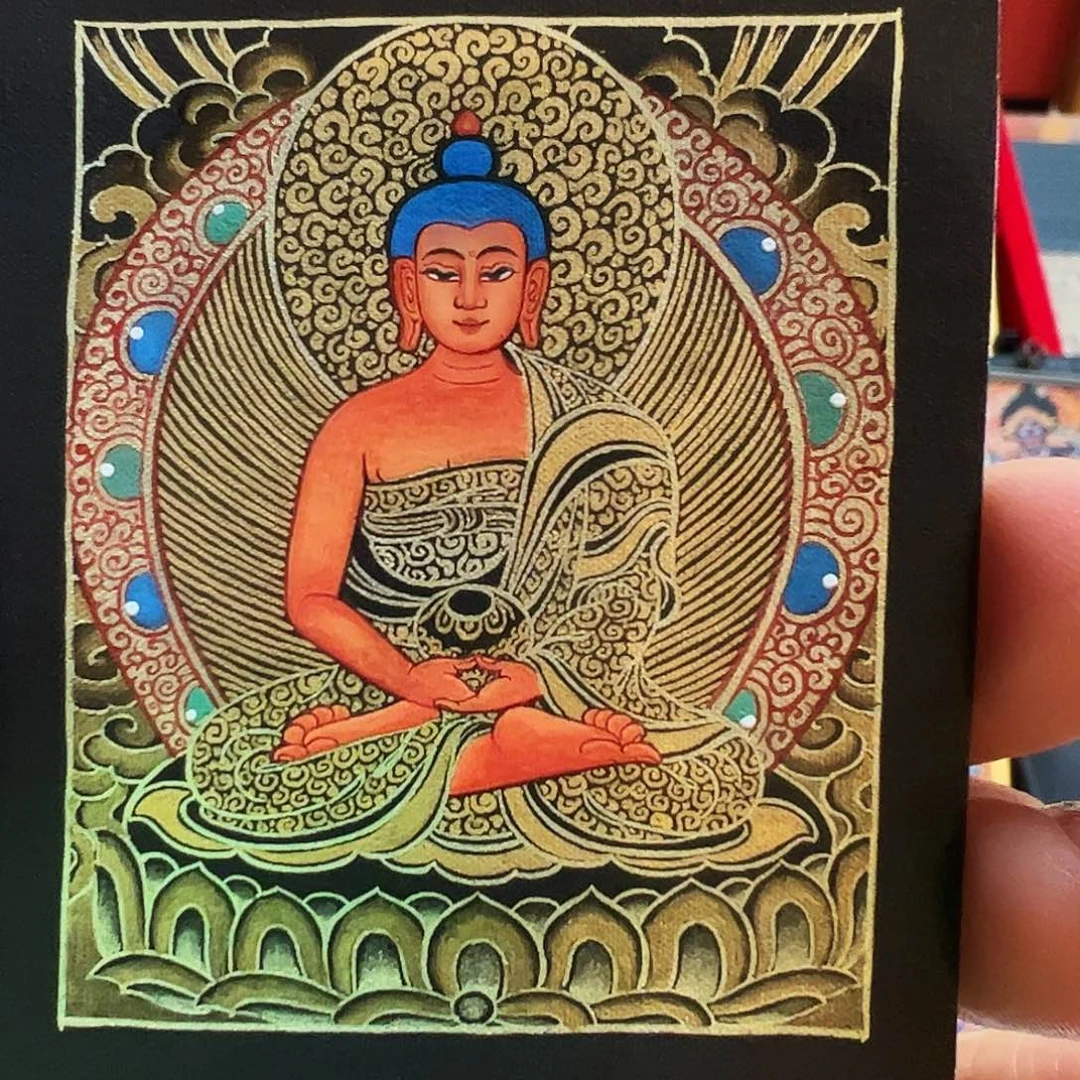 吊坠全手绘热贡唐卡阿弥陀佛