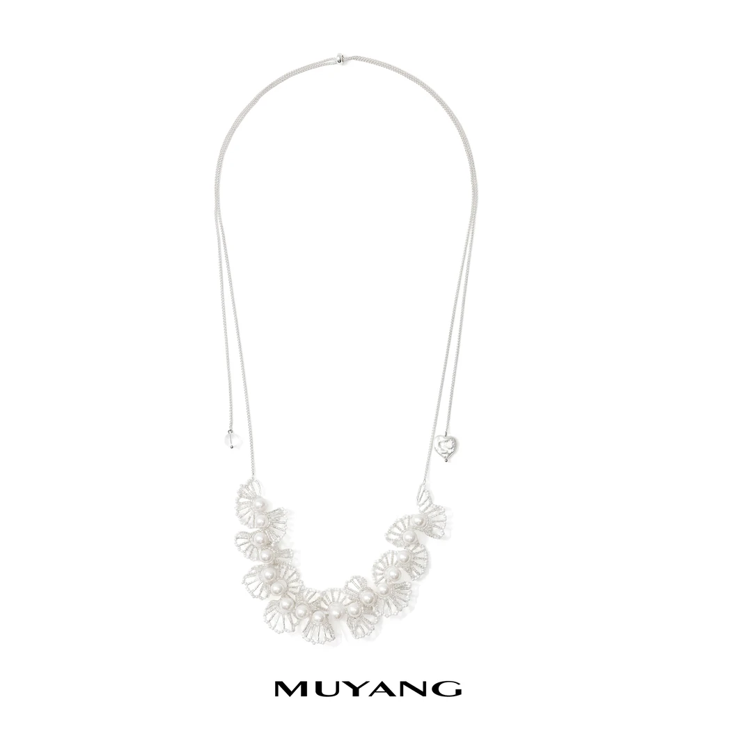 muyang/慕阳 铜合金琉璃项链 手工气质编织设计感羽纱项链饰品商品图