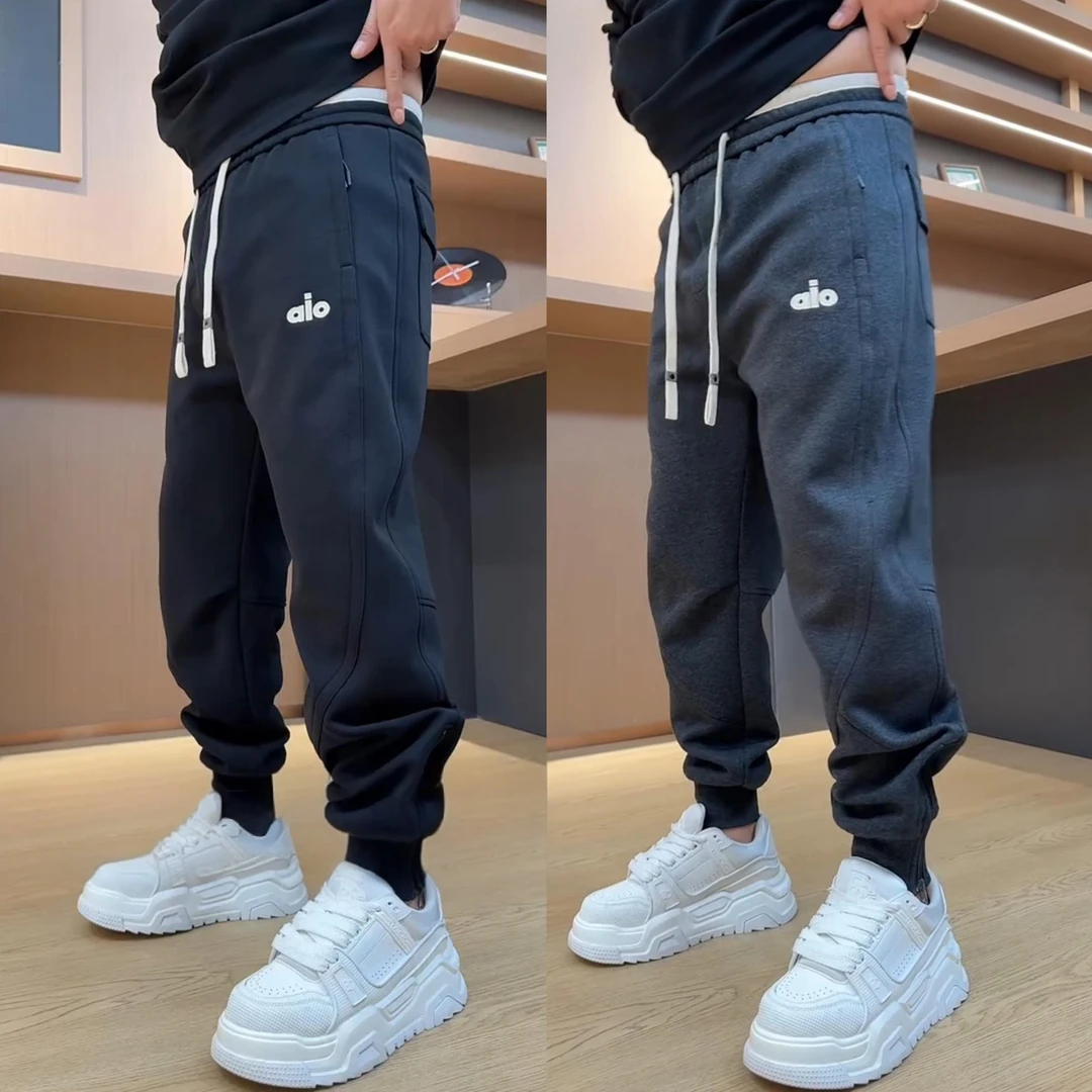 秋季潮牌裤腰拼色设计束脚休闲裤男高档刺绣百搭裤脚拉链运动卫裤