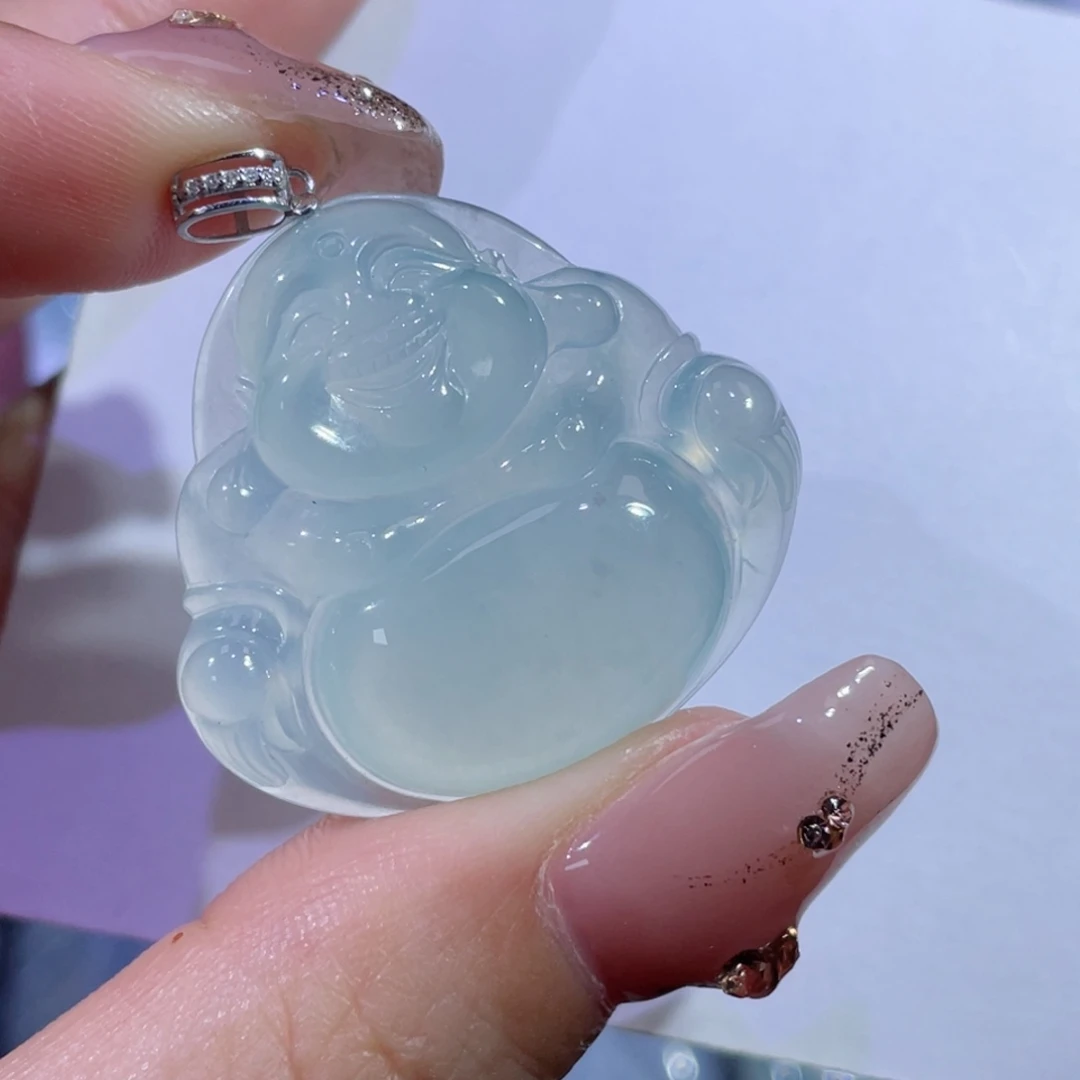 翡翠颈饰18K金镶嵌佛公