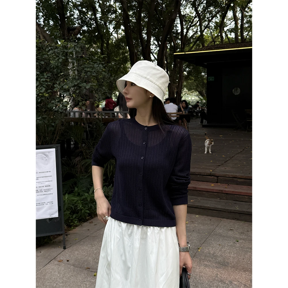 【仲夏梦境】“100%莱赛尔天丝”舒适亲肤镂空长袖开衫针织衫01047