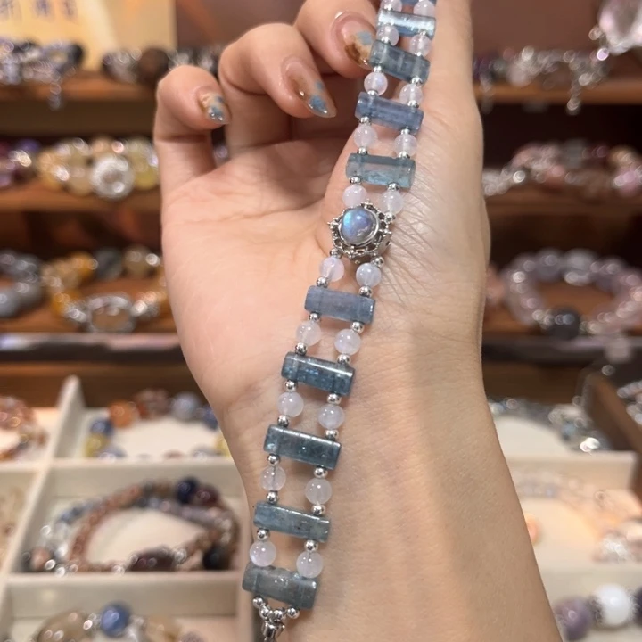 银S925镶嵌手链烟晶