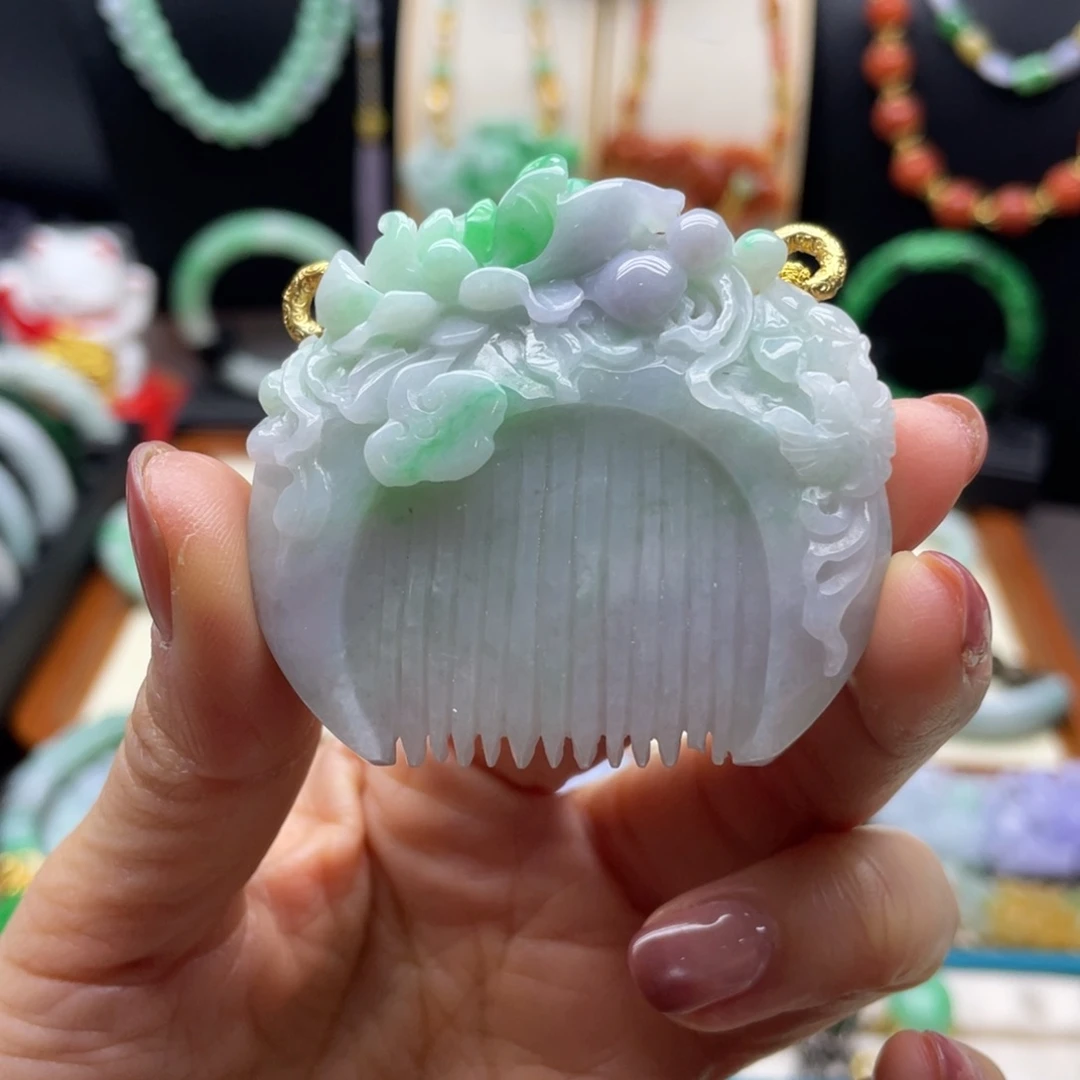 翡翠未镶嵌颈饰翡翠梳子红