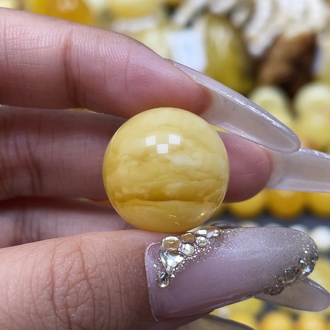 琥珀未镶嵌裸石18.7mm千层虎皮瑕