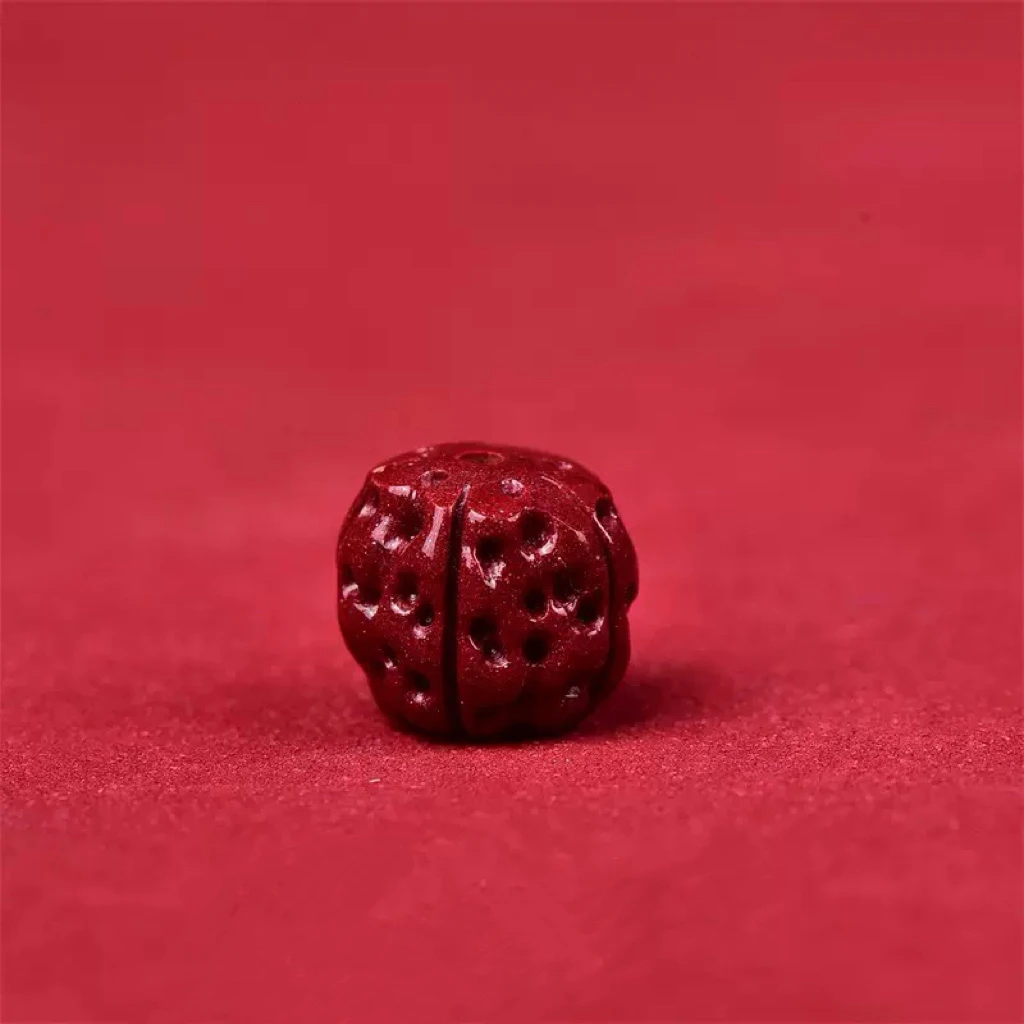 含辰砂工艺品M117切面雕刻核桃珠配饰2.1克10-9.6mm