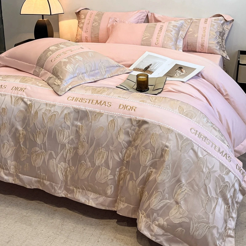 富安柏高端160纯棉四件套全棉被套床单床笠简约轻奢床上用品4