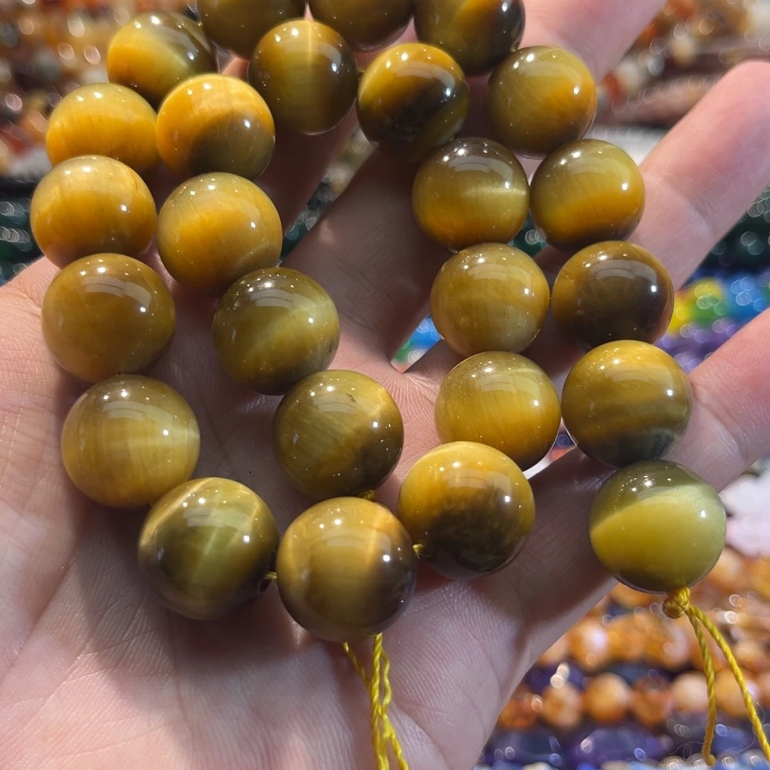 未镶嵌玛瑙/玉髓珠宝半成品A级金虎眼16mm一条