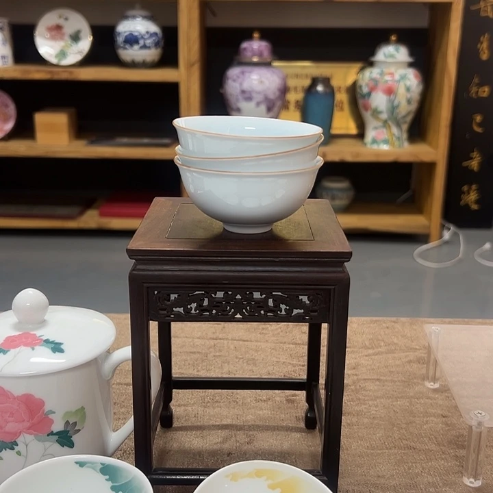 天青色小茶碗3个包邮