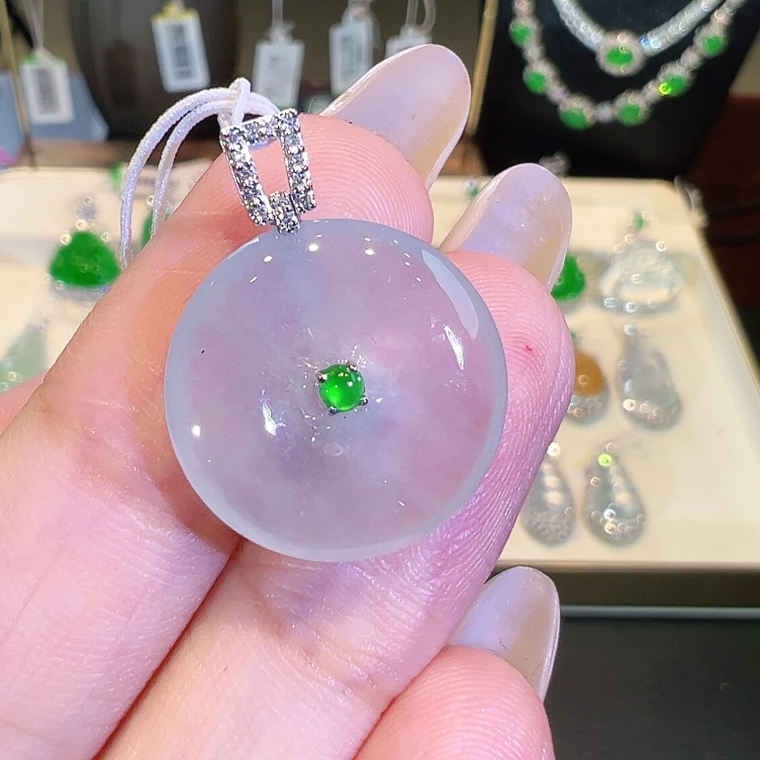 翡翠18K金镶嵌吊坠(不含链)翡翠