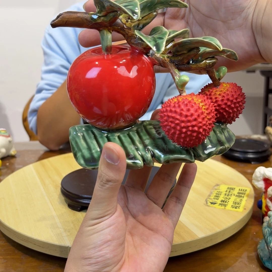 陶瓷苹果荔枝摆件芭蕉叶