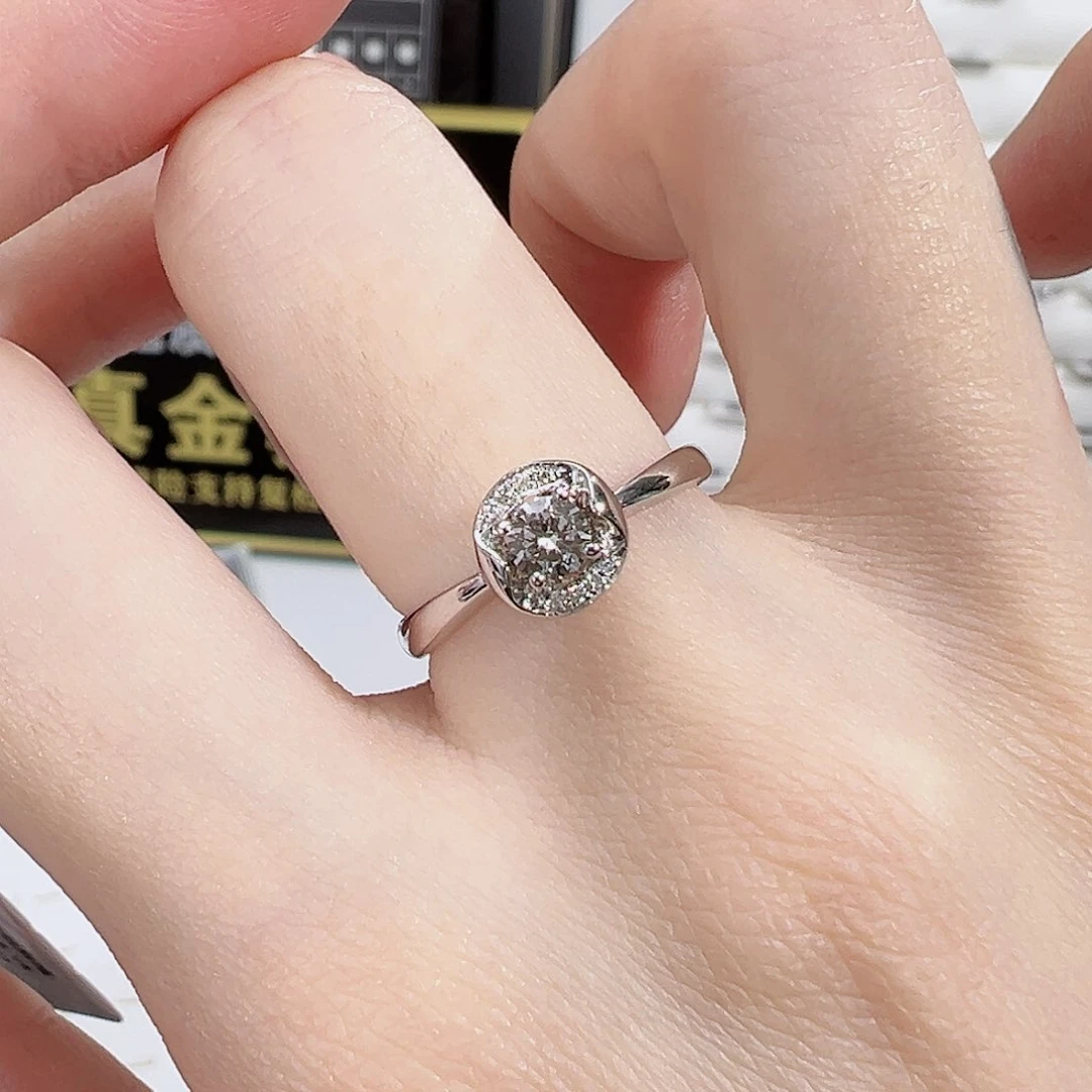 天然钻石戒指/指环18K金镶嵌17010464