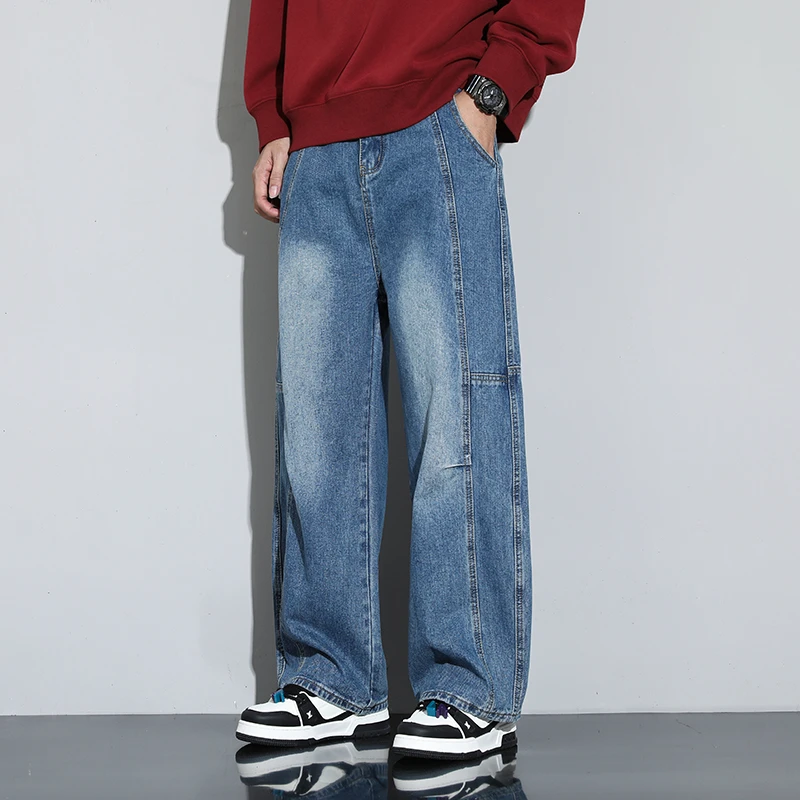 2025新款水洗秋冬季美式直筒百搭休闲宽松男士牛仔裤高街潮流时尚