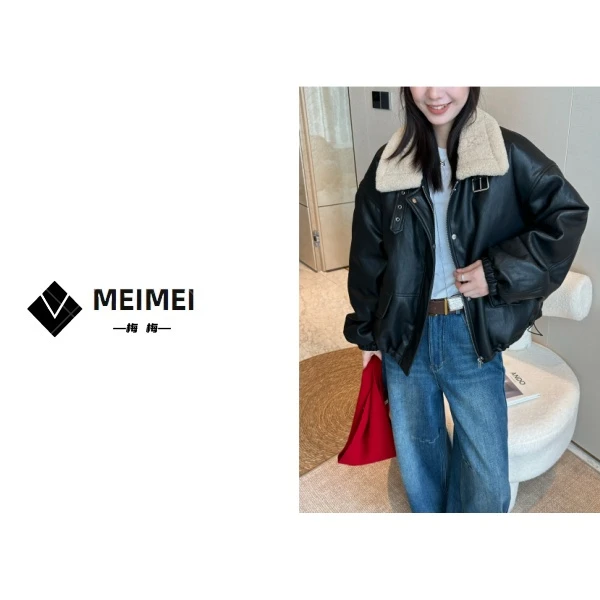 XMM.《皮衣羽绒服》秋冬新款时尚百搭洋气休闲小众皮衣羽绒服-26238