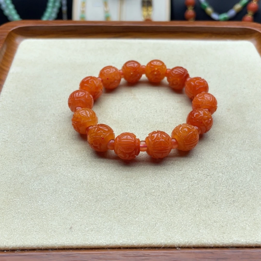 翡翠未镶嵌手链红翡翠手串