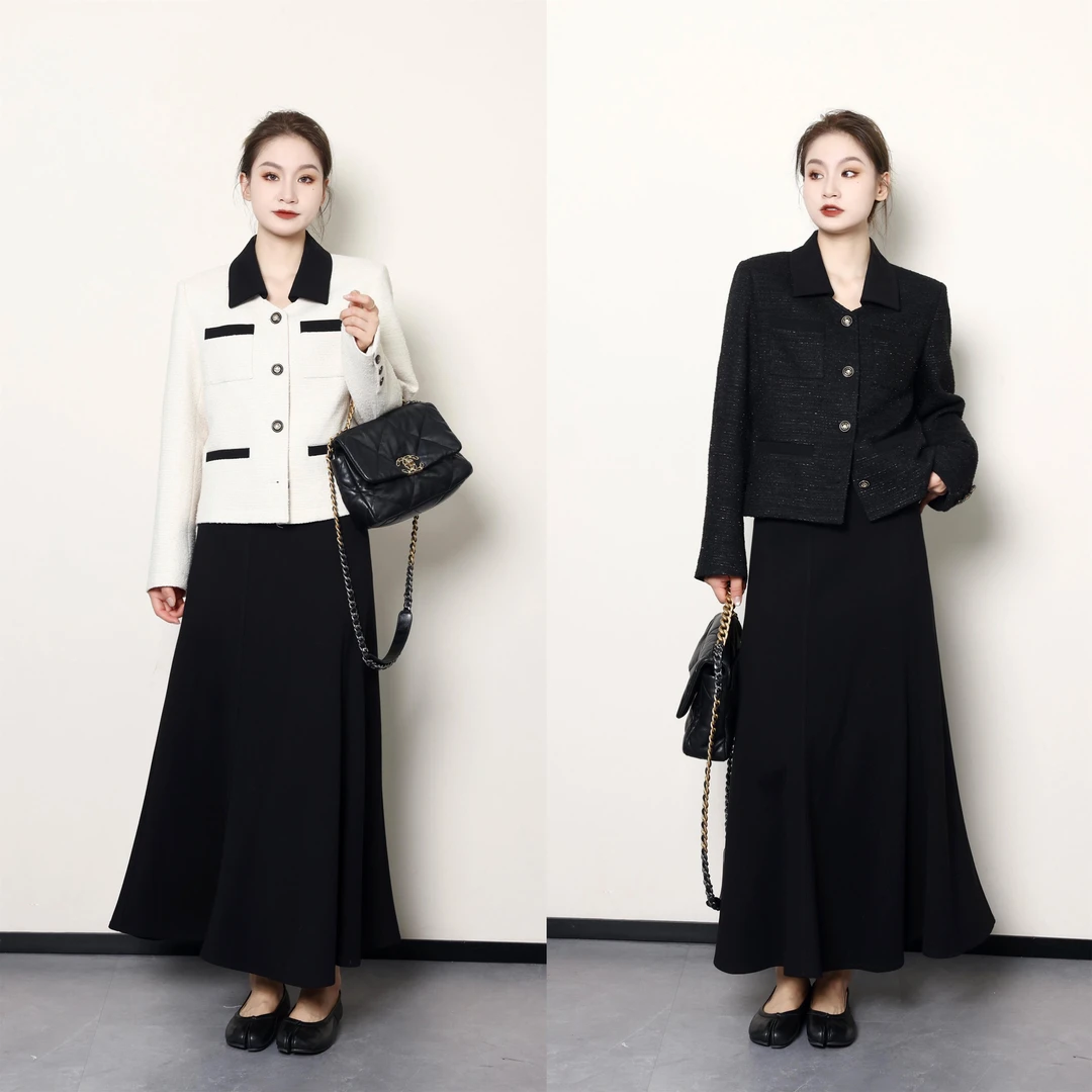 QC李潇洒【诺丁公式】微胖大码女秋冬时尚老钱撞色小香外套ZY408H21