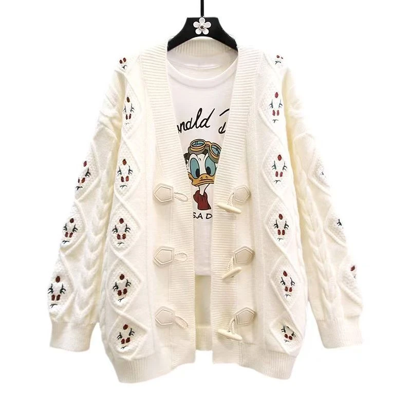 501-550中长款耐脏纯欲风女针织保暖毛衣宽松女士开衫时尚慵懒风