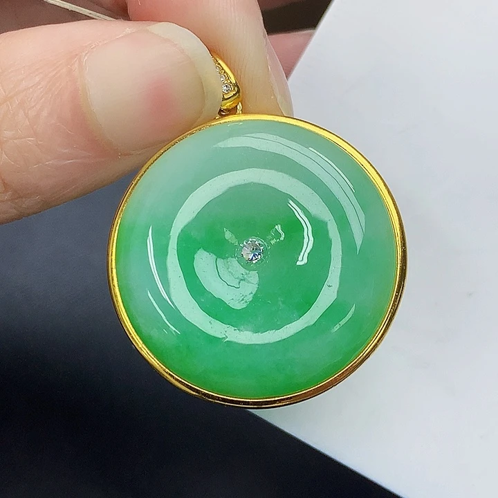 颈饰银S925镶嵌翡翠天然A货