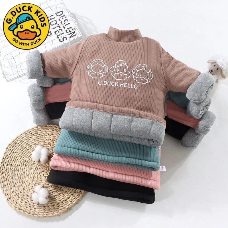 儿童三层加厚保暖棉服冬季简约高领加棉校服神器男女童打底加绒
