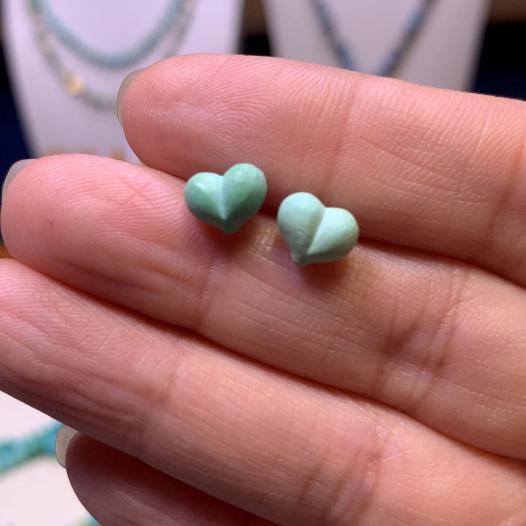 绿松石18K金镶嵌耳钉