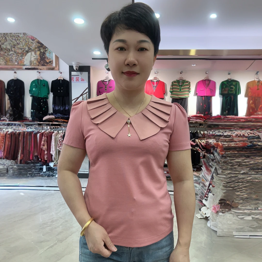 【燕珍时装】2025夏季新款8807 v领休闲时尚百搭韩版T恤