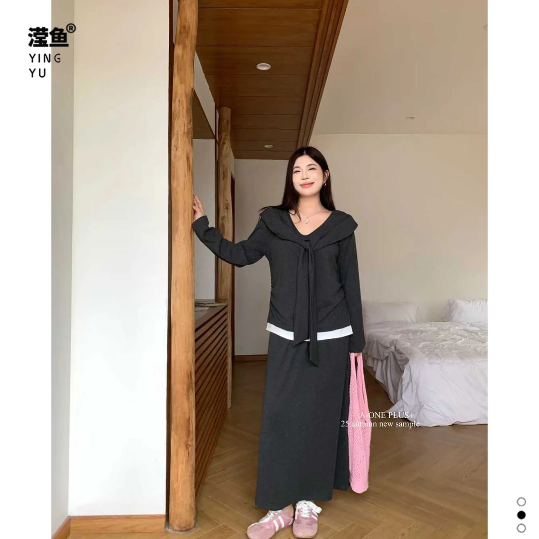 A-ONE W826010大码洋气休闲时尚套装纯色卫衣气质时尚显瘦两件套