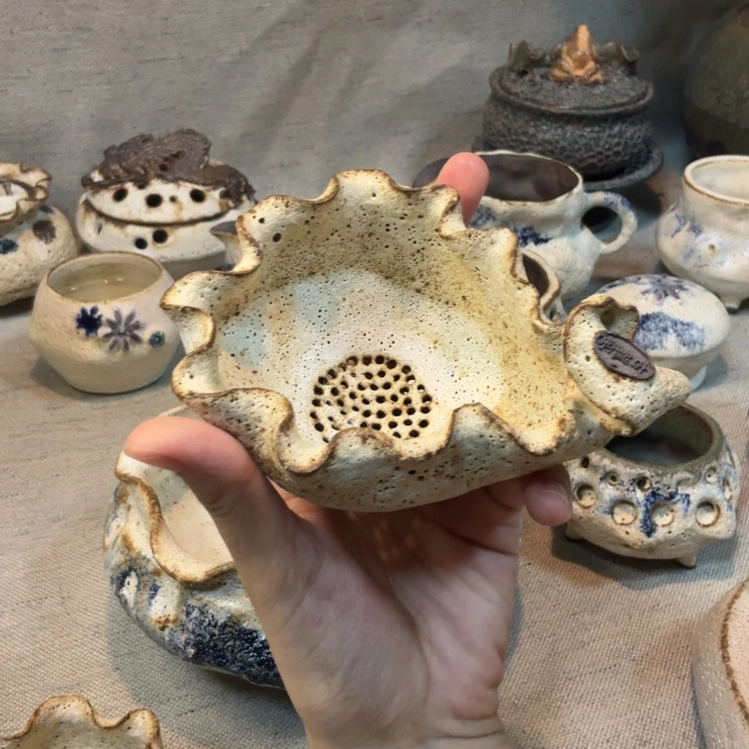 粉手工茶漏一个微瑕