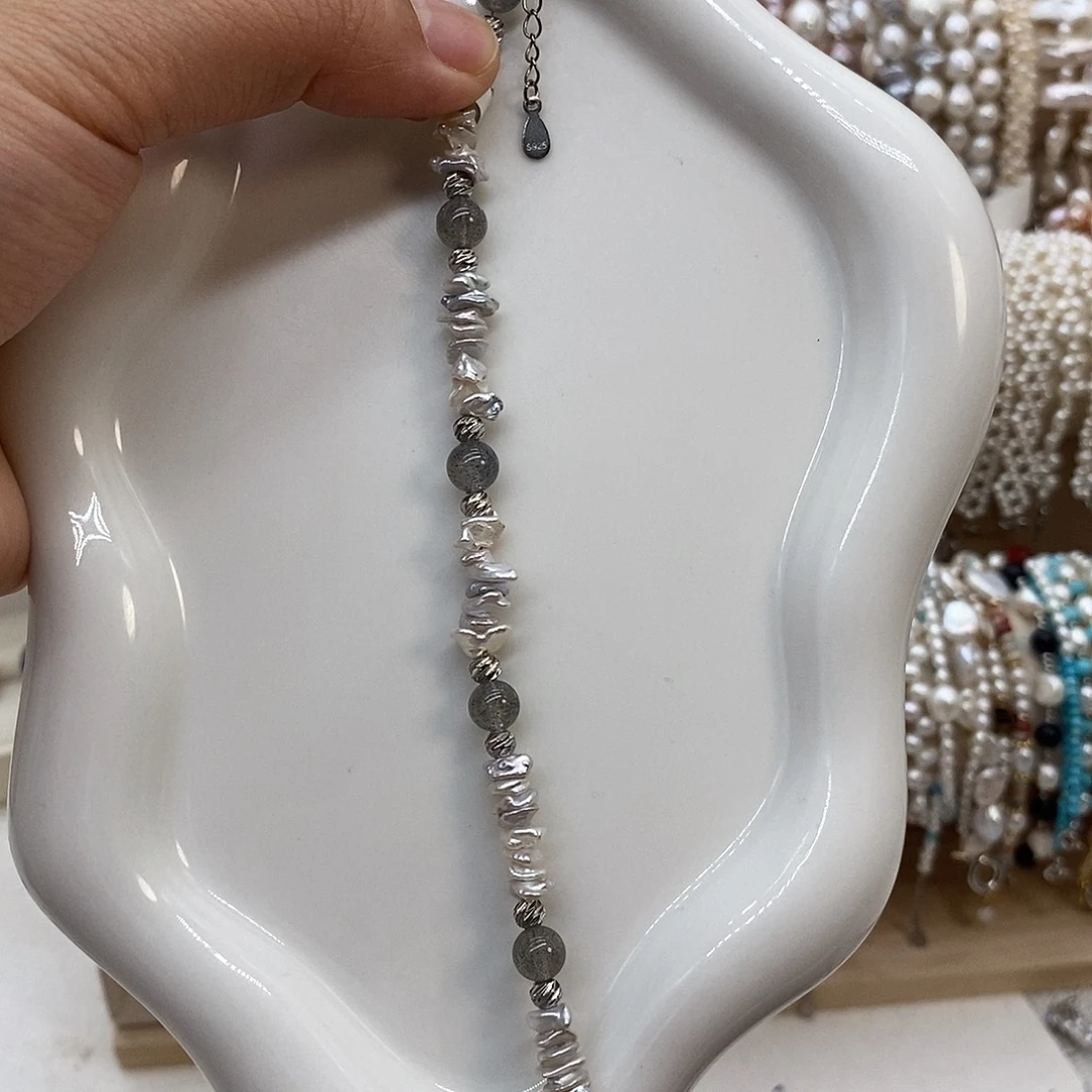 淡水珍珠耳饰银S925镶嵌