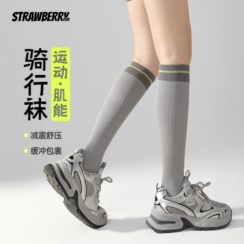 【夏季薄款骑行袜】女士专业压力袜子长筒小腿运动袜公路自行车装备
