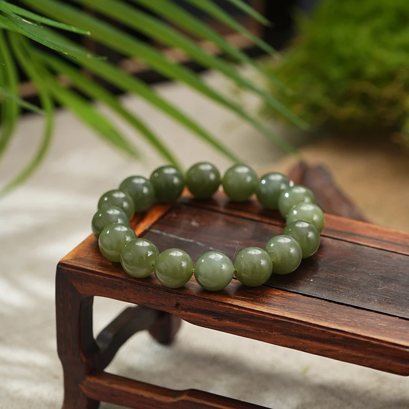 【鑫浩矿业】新疆和田玉-湖水卡12手串一条 福利款 女士百搭气质