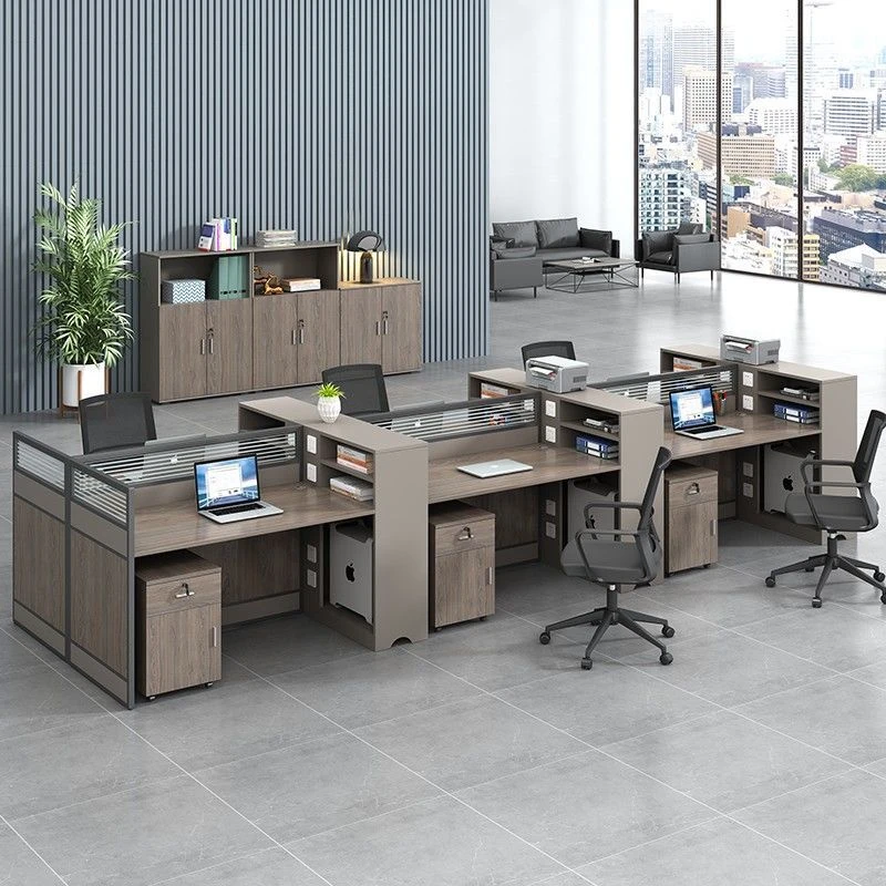 职员办公桌办公室家具屏风桌员工桌4双6人工位卡座财务桌椅组合2