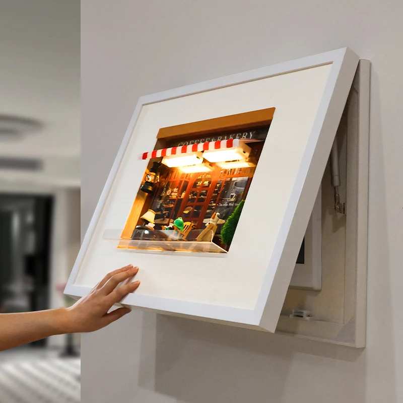 《遇见咖啡》奶油风电表箱装饰diy置物配电箱入户遮挡创意挂画电箱