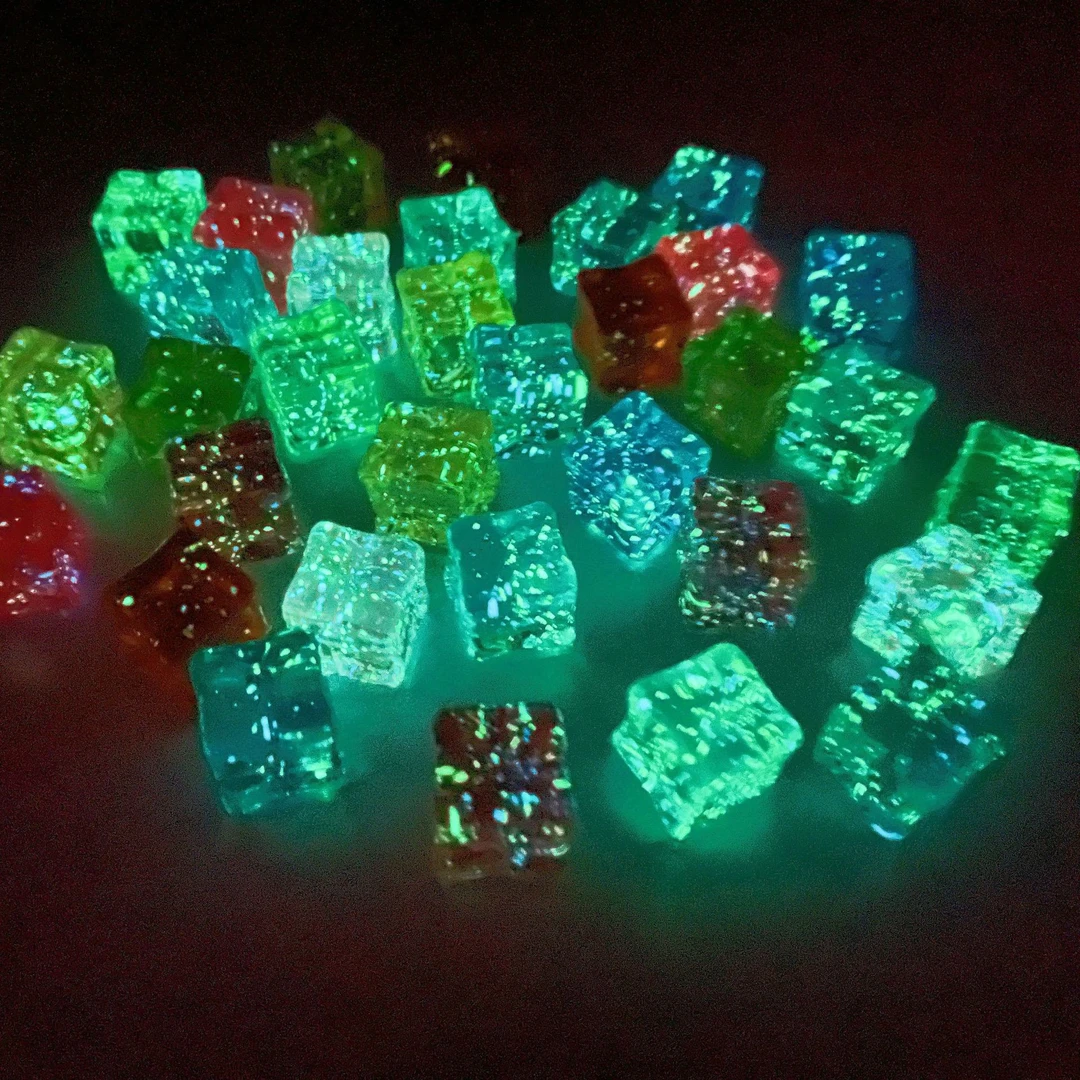 【粉雾海】细闪透色夜光冰块饰品diy1.8cm