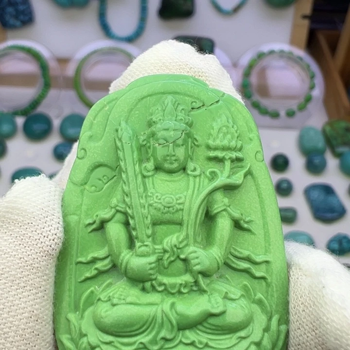 菜籽绿雕刻吊坠29.0m兰