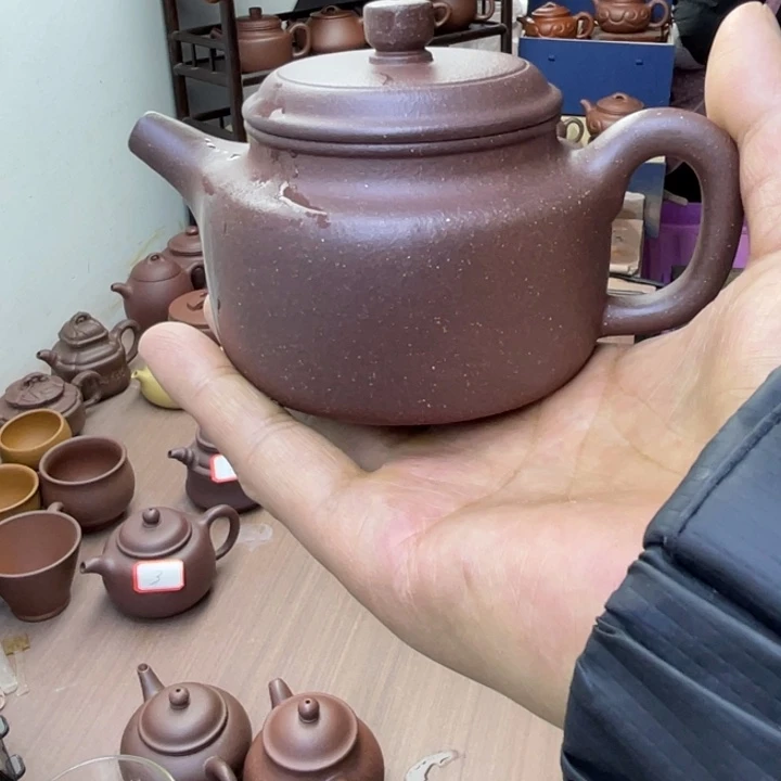 紫砂茶壶封釉羊角山紫泥德钟容量约200毫升