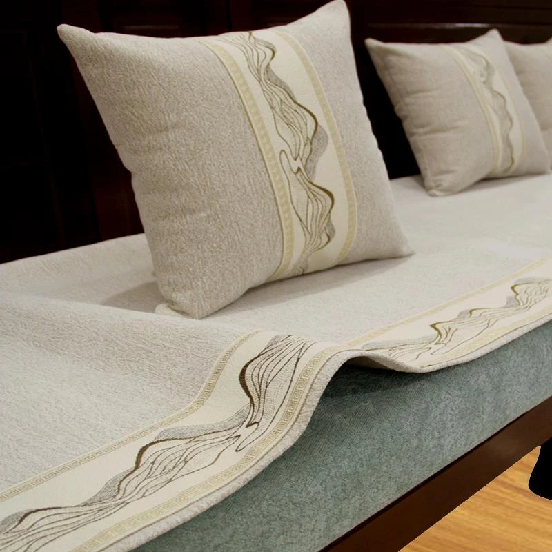 四季垫子实木红木沙发坐垫防滑罗汉床棉麻冬夏季盖布高档沙发套巾