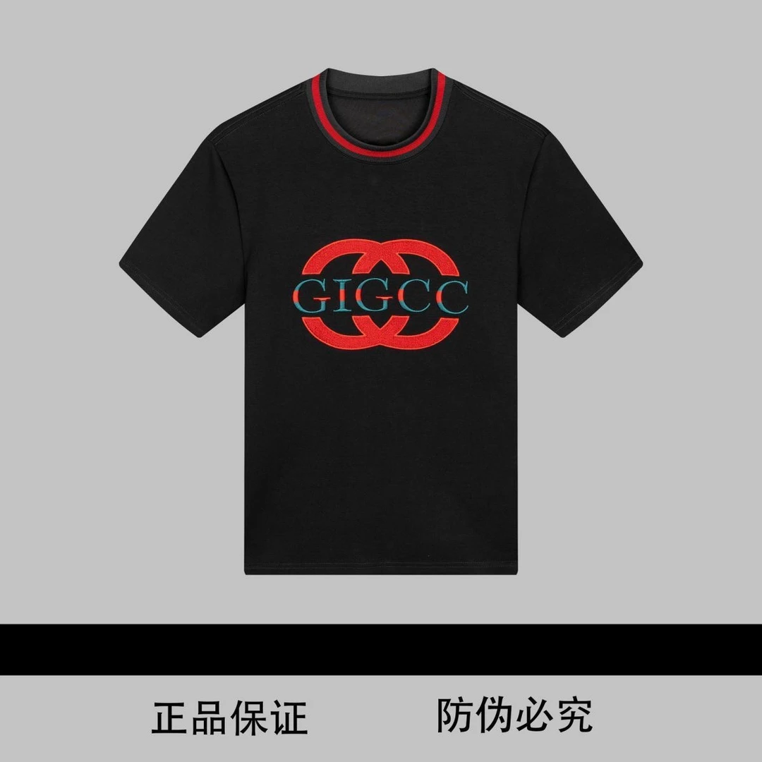 2025夏季刺绣半袖圆领T恤男女同款半袖