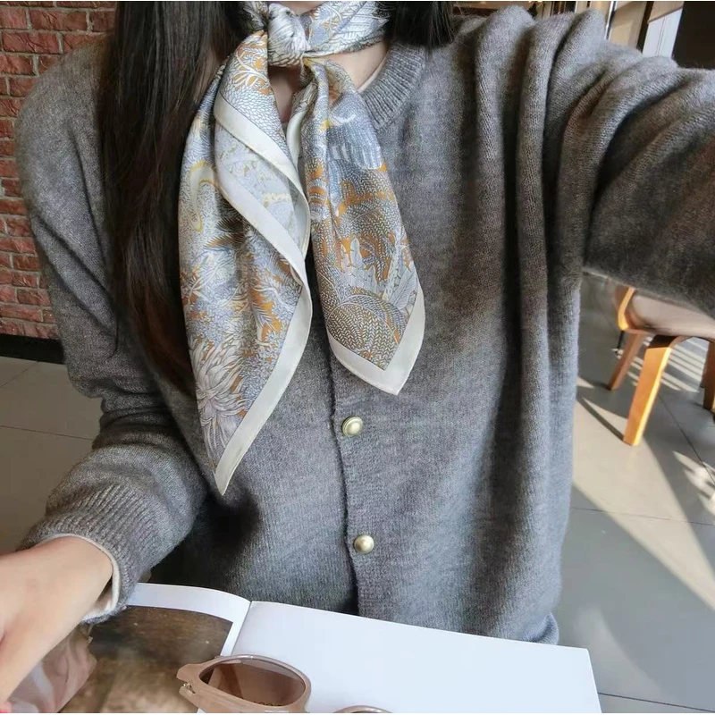 【椰树丛林】N167明星款高品质气质丝巾彰显年轻时尚百搭围巾70*70